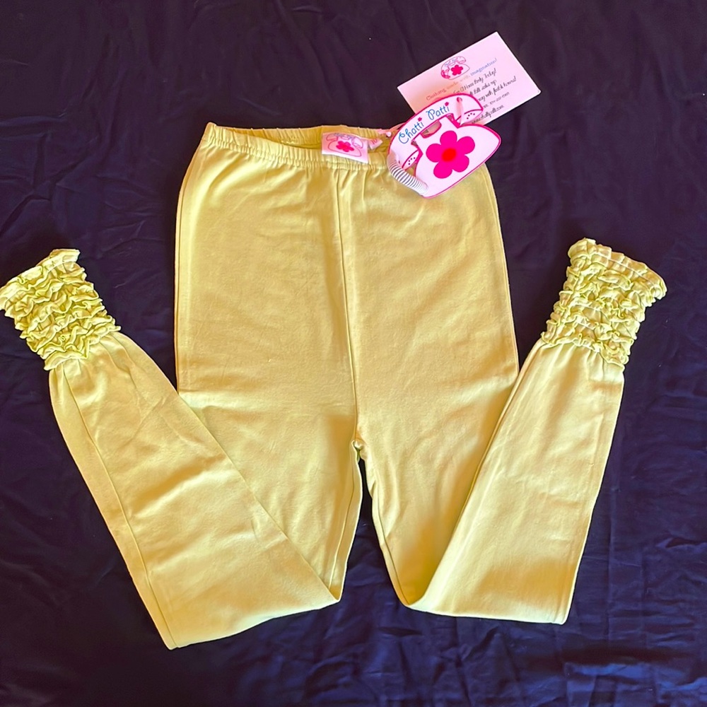 CHATTI PATTI Lime Green Ruffle Leggings, NWT